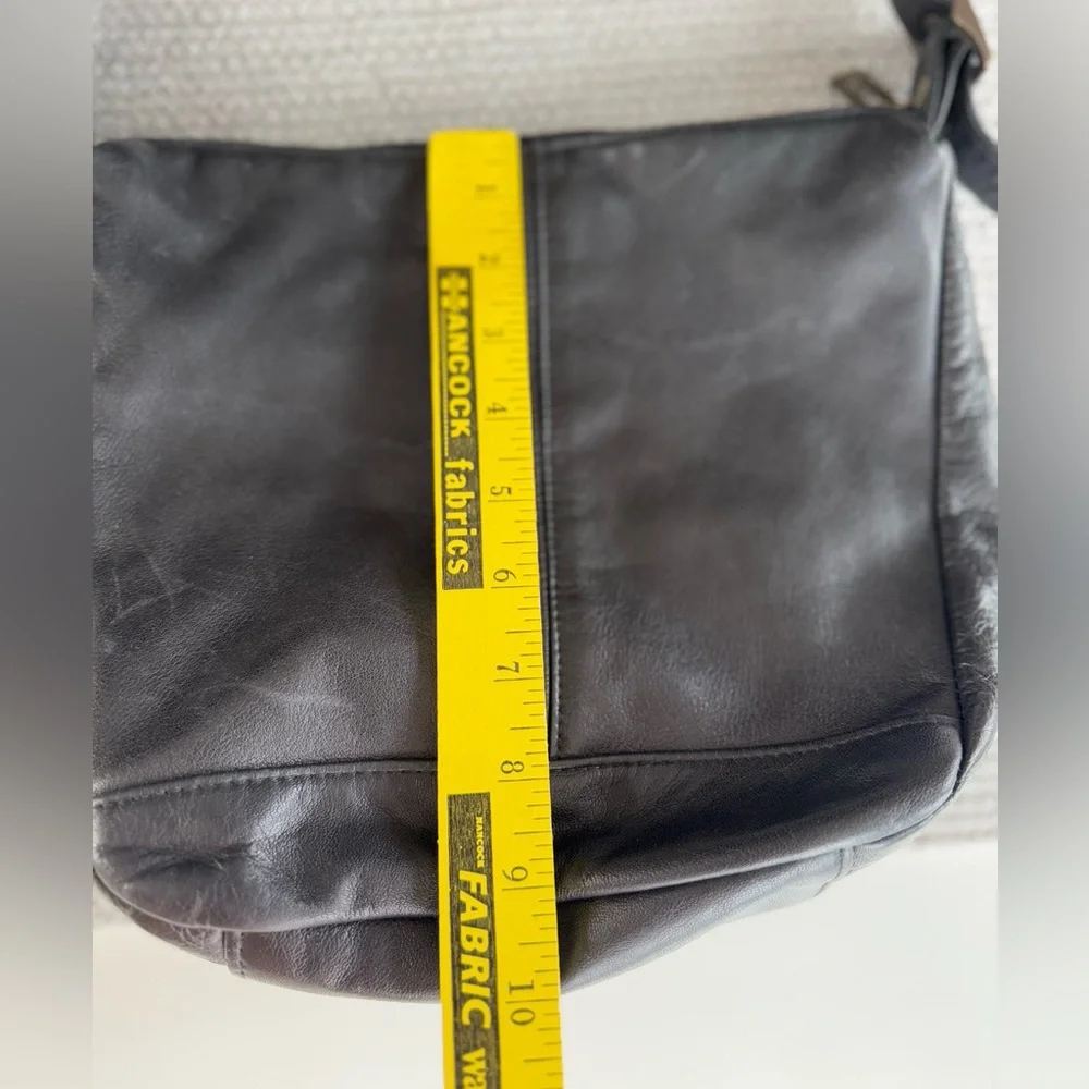 Vintage 90’s Albi Black Hobo Bag with Square Brass Details
